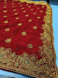 Red and gold embroidered georgette saree
