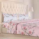 Haus & Kinder 100% Cotton Victorian Summer Dream Pink Double Bedsheet (2 Pillow Covers Included) - Elevate Your Sleep Experience, Perfect for Summer Nights on a Double Bed