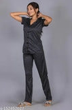 Polka dots polyester pajama set, short-sleeved printed shirt & bottom set on hanger, L size for women