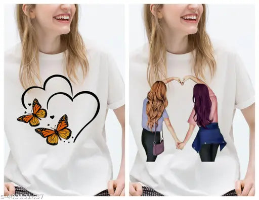 Over size tshirt pack of 2, with graphic print and heart design