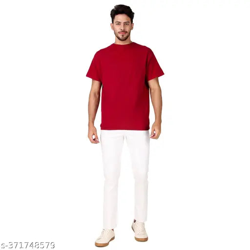 Men's slim mid-rise white polycotton jeans, durable double-stitching for comfort and quality. Solid fit, available in sizes 28, 30, 32, 34, 36, made in India