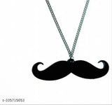 Black EliteAuto Premium LaserCut Moustache rear view mirror hanging ornament, adjustable metal ball chain (Car Art)