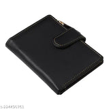 Black PU leather wallet with zip closure and multiple card slots, suitable as a gift for women and girls