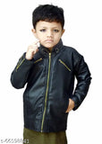 Black kids leather jacket with zip closure