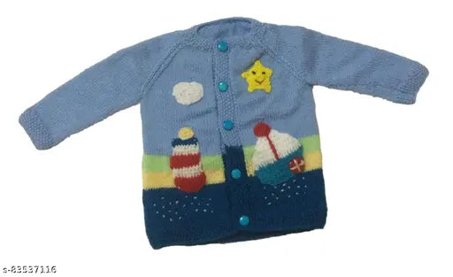 Multicolor handmade wool sweater set for babies (0-6 months), includes cap and booties, high-quality Vardhman wool