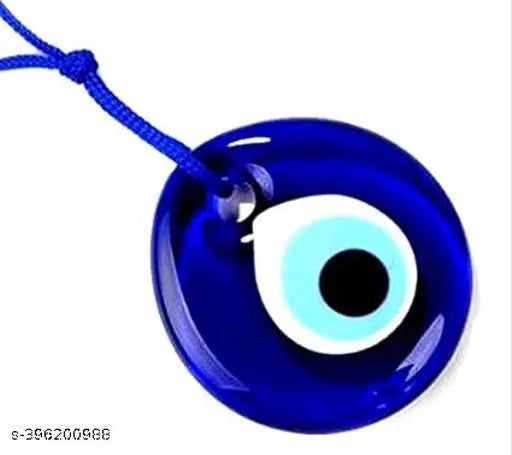 Blue glass evil-eye beads set (2pcs) for Feng Shui, Vastu, Diwali decoration & protection against negative energy (20cm height, 50g weight)