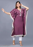 Purple rayon embroidered maxi kaftan kurta for women, perfect lounge wear for home or vacation