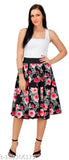 Blue floral & pink black base print mid-calf length women's skirt combo pack 2, Grace diva crepe polyester panel skirts in various sizes