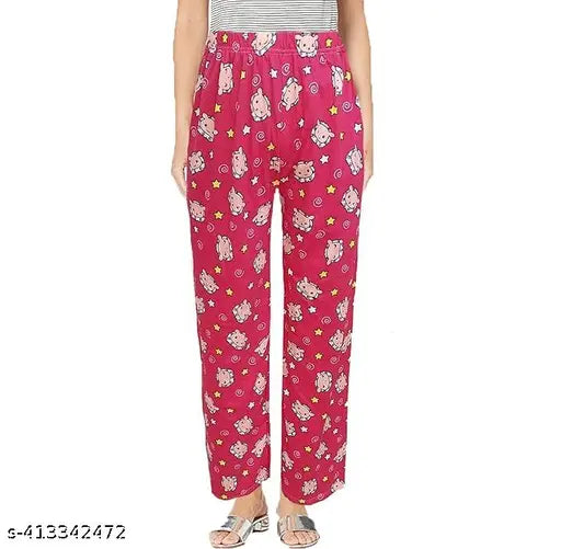 Soft cotton women's lounge pants with all-over print and lower track waist