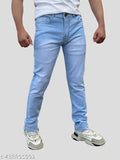 Men's blue denim jeans with faded wash
