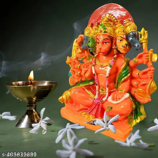 Resin Panchmukhi Hanuman Ji statue, 6-inch tall home & office decor for spiritual peace
