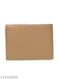Beige faux leather men's wallet, 6 card slots, textured design for modern practicality and style