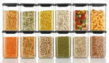Set of 12 unbreakable, air-tight, bpa-free storage containers for kitchen organization, square design, pantry organization, 1100ml capacity