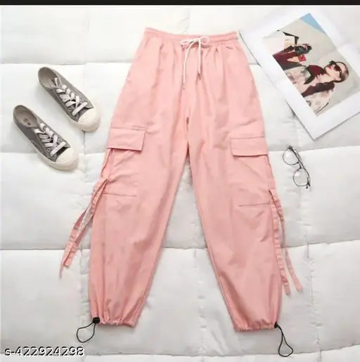 Peach cotton side pocket open cargo for women & girls - stylish unique cargo from Allen Ville, India