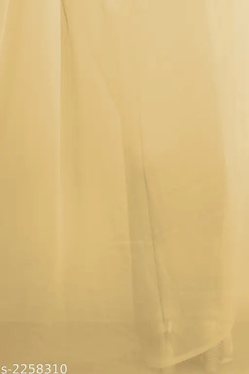 Ethnic yellow Georgette saree with border, cotton