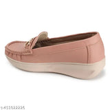 Women's slip-on flat with ankle strap in pink synthetic leather, casual to formal wear
