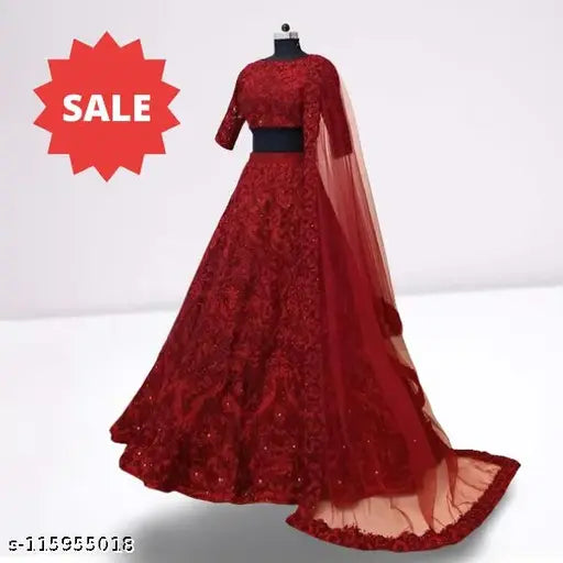 Stunning taffeta silk lehenga-choli with embroidered net dupatta, ideal for Indian weddings and events. Made in India