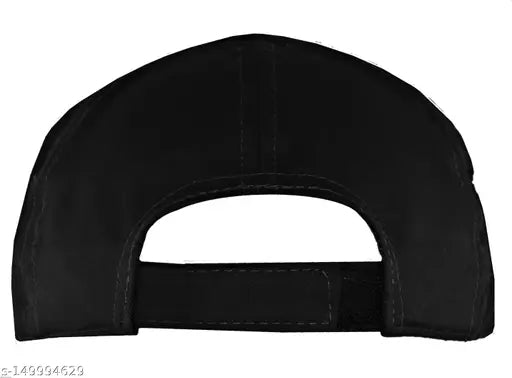 Black embellished cotton flat cap for men, India-origin sports style