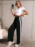 Women's lycra material tight fit black and white high-waisted pants