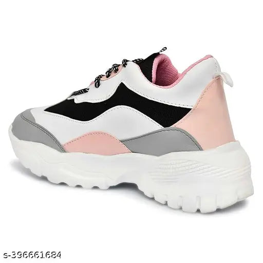 Multicolor touch mesh and synthetic sneakers for women & girls, lace-up style with airmix sole, perfect casual footwear for various occasions, available in multiple sizes (IND-4 to IND-8). Made of fabric upper to prevent stains and mildew. Origin: India