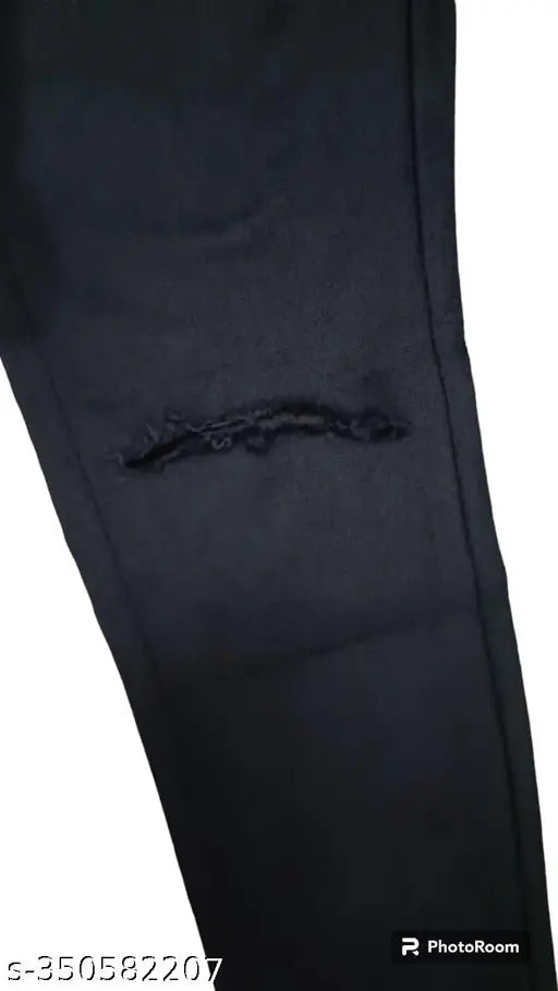 Stylish men's stretchable regular fit jeans, comfortable & trendy everyday wear - solid navy Lycra, ideal for modern, casual fashion