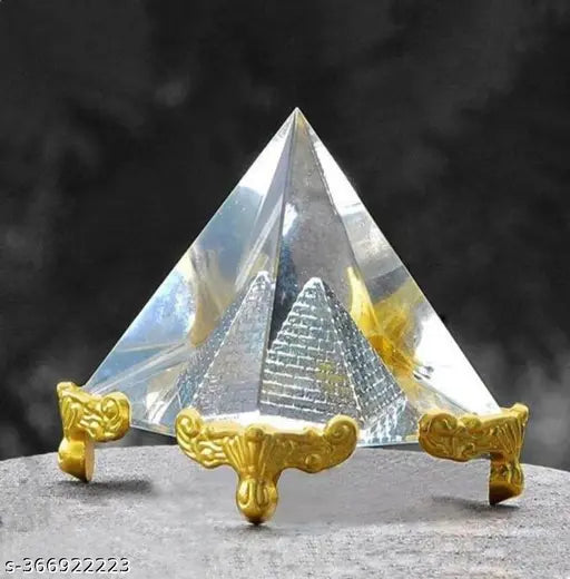 Crystal Products Vastu pyramid, 5cm x 5cm x 5cm, promotes positive energy & good luck, Indian-made Feng Shui crystal prism for home/office use