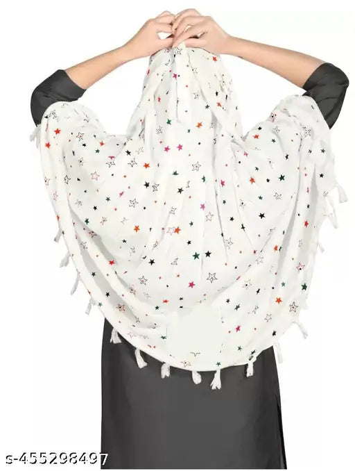 Fancy printed cotton scarves for women & girls, easy-to-wear double layer protection from sun and dust