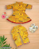 Ethnic cotton anarkali kurta set for girls, trendy and festive with dhoti pants and short sleeves, Indian wedding season party dress