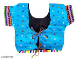 Pink Rayon and Cotton Rajasthani Embroidered Kids' Ghagra Choli with Short Sleeves - Traditional Navaratri attire