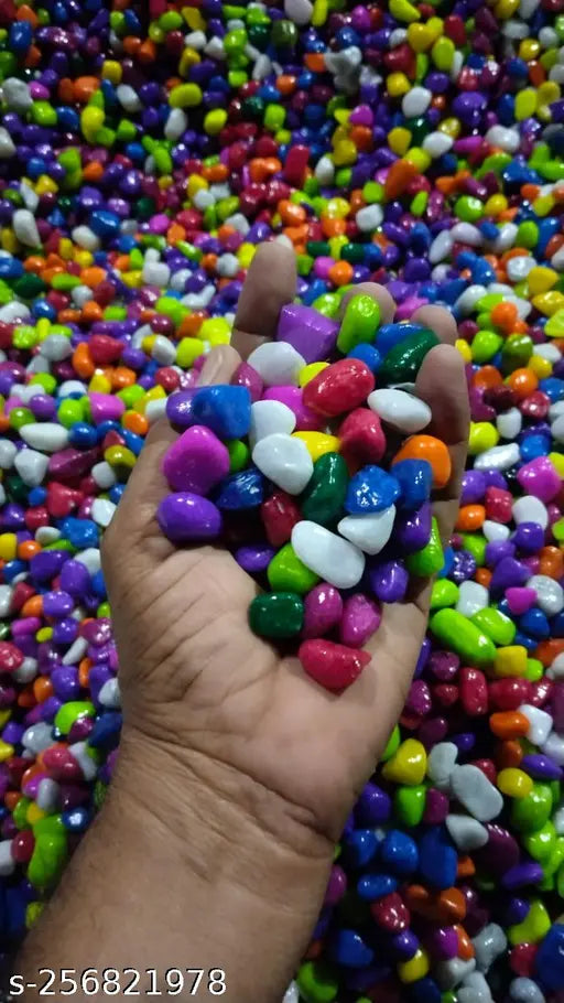 Multi-colored pebble stones for plants pots, all purpose pack of 5kg - Indian origin