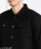 Indian-origin solid denim jacket, men's long sleeve style by Karvaan Fashion