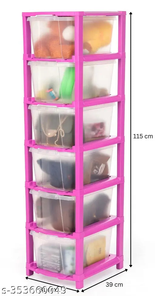 Pink storage organizer system for kitchen, home use, 6xl transparent