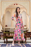 Pink and green embroidered kameez, long sleeves, front pocket