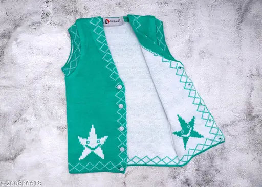 Woolen sleeveless sweater for baby girls and boys, soft and breathable winter wear in solid colors