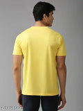 Yellow micro polyester sports casual t-shirt for men, super soft round neck with half sleeves
