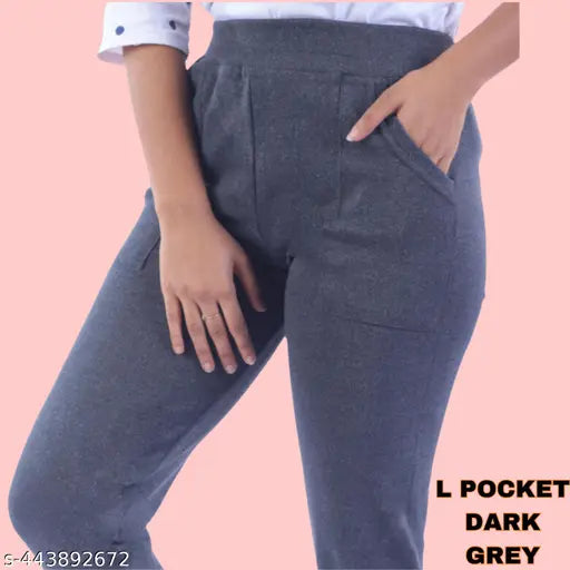 Dark grey & baby pink cotton blend pocket jeggings pack (2), recycled hosey cotton waste, India origin