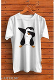 Trending polyester men's t-shirt with free arm sleeves, printed design on short sleeves