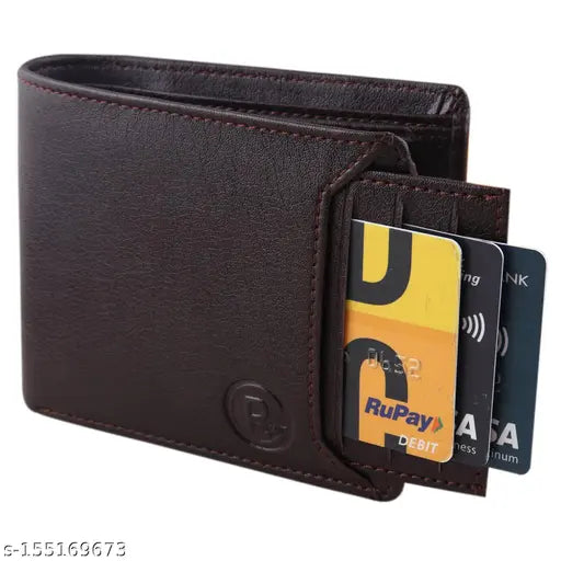 PU Sisa Casual ATM card holder, trendy bifold wallet for men and women. Solid pattern, 2 compartments, free size (11cm x 10cm). Ideal gift for friends, husbands or boys in India
