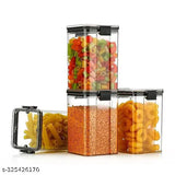Plastic lockable storage containers, set of eight, 900ml each, for pasta and namkeen in kitchen