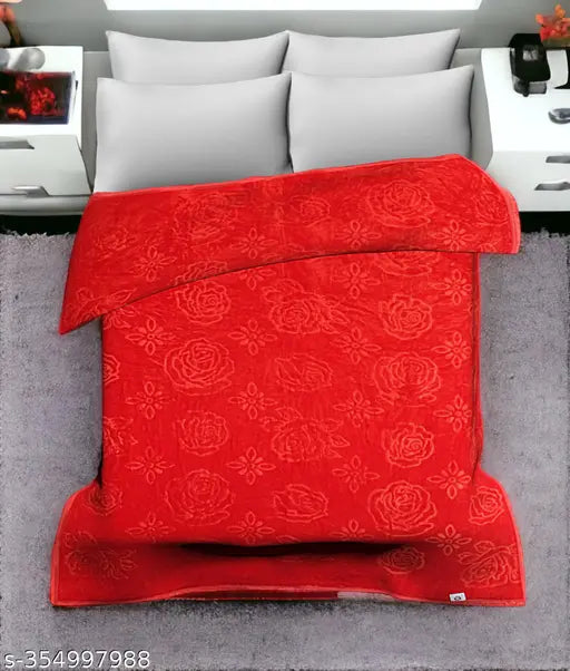 Indian double bed floral microfiber kambal woolen blanket, 85"x90", 1 unit