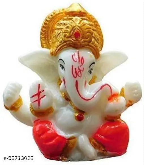 Red resin Ganesh idol - Small showpiece statue for car dashboard or home decor