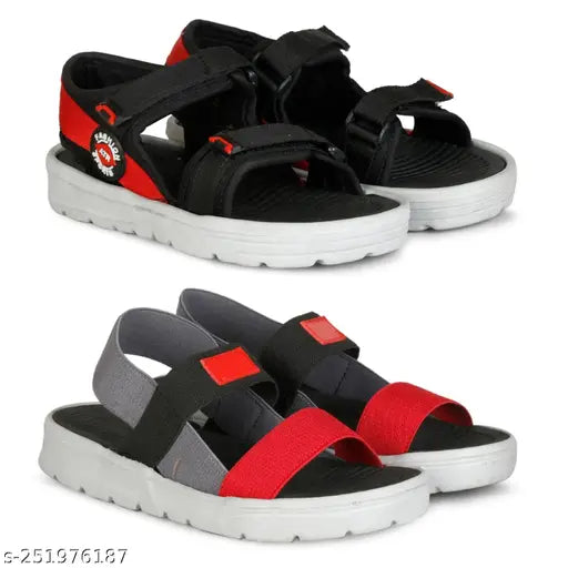 Multi-colored Lycra flip flop sandals combo for boys, casual and colorblocked net design, perfect for daily wear and trendy outfits