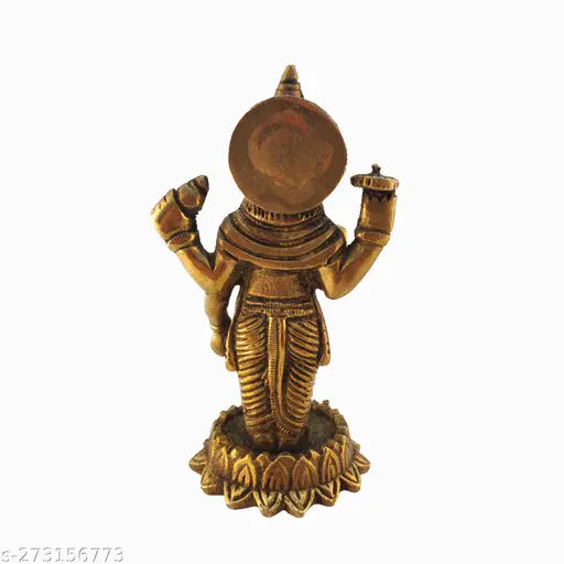 Brass Chaturbahu Vishnu Narayan Idol Statue, 4 inches, pure brass, home and office pooja decor