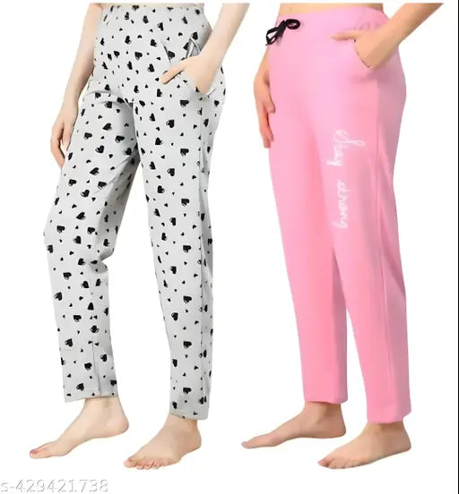 Pink and white polka dot leggings, cotton sweatpants