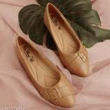Tan leather ballerina flat shoes, formal wear