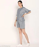 Acrylic acrylic set, Indian overlockshop coord ensemble for women's sizes S to XXXL with short sleeves and matching tops, bottoms