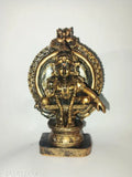 Copper-toned Ayyappa idol, decorative polyresin showpiece - 11cm tall, Indian temple art figurine