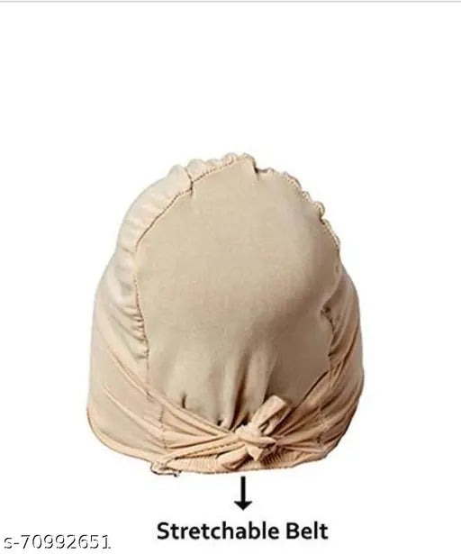 Beige hijab cap with elastic closure, 3m stretchable belt
