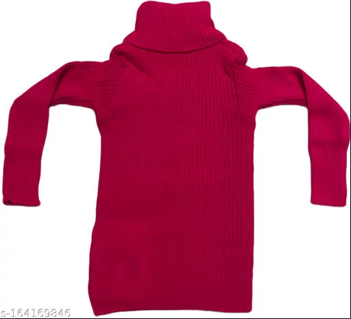 Winter woolen high neck sweater set in cotton blend for baby boys & girls (0-7 years), self-design pattern