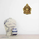 Gold-plated oxide metal Durga Mata wall hanging for good luck, success, and prosperity decorative showpiece (17cm)